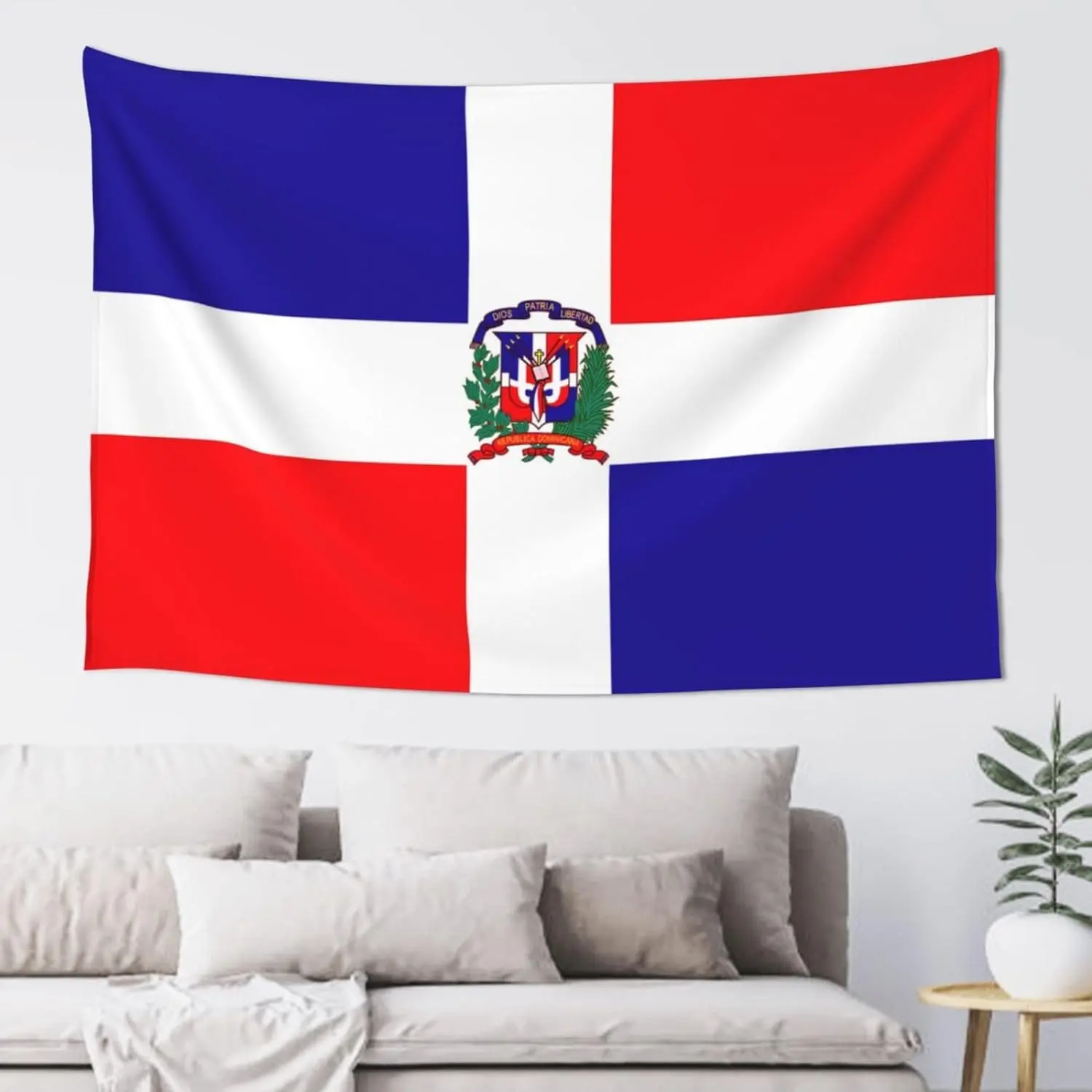 Dominican Republic Flag Decorative Tapestry - Lightweight Indoor Wall Hanging, Hippie Art Tablecloth, 60x40 in Room Decor for Bedroom Dorm, Colorful Tapestry For Classroom, Indoors