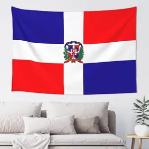 Dominican Republic Flag Artistic Tapestry Wall Hanging - 60x40in Home Decor Room Decor, Hippie Themed Colorful Artwork Print Tapestry, Multi-Use Tablecloth for Bedroom, Living Room, Artistic Tapestry Tapestries