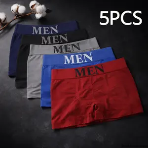 5 Pcs Men’s Cotton Boxer Briefs Breathable Stretch Underwear Soft Elastic Shorts Comfortable Plain Color Basics for Everyday Wear All Seasons Daily Use