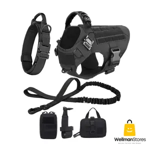 Large Dog Harness And Leash Set Pet German Shepherd Malinois Training Walking Vest Dog Harness And Collar For Medium Large Dogs Breathable Adjustable No-Pull Easy-Fit hook front