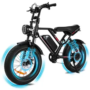S8 Electric Bike, Full Suspension System, 31mph Top Speed, 48V 17.5AH Detachable battery (can be purchased separately), Equipped with High Carbon Steel Frame, Pedal Assist Range of 30-50 Miles, 20-Inch All-Terrain Tires, Off-Road、City Motorcycle