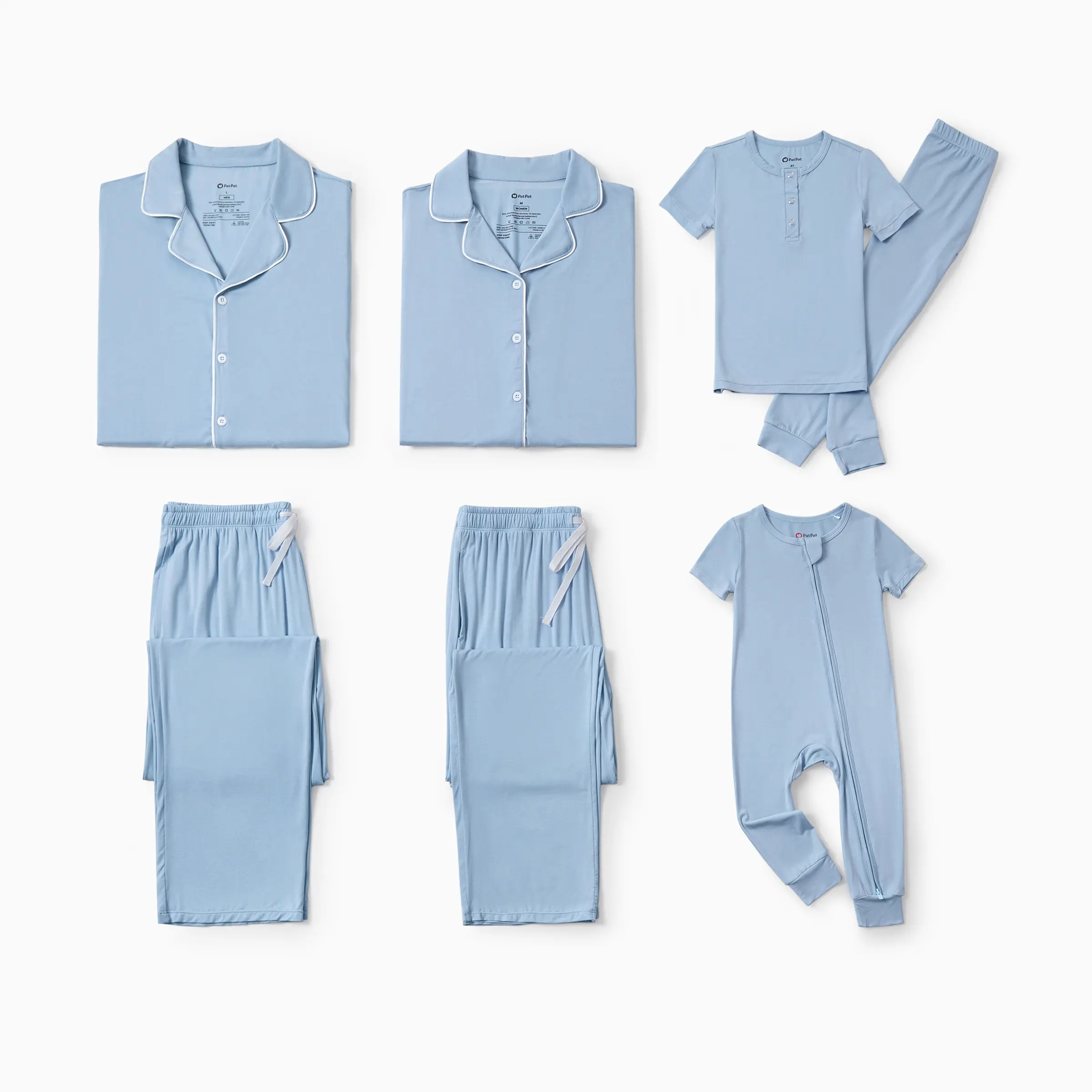 PATPAT BamBoo Family Matching V-Neck Short Sleeve Pajama Sets Bamboo Fabric for Parents Kids and Pets