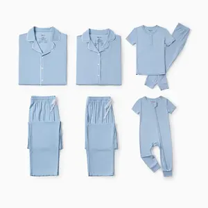 PATPAT BamBoo Family Matching V-Neck Short Sleeve Pajama Sets Bamboo Fabric for Parents Kids and Pets