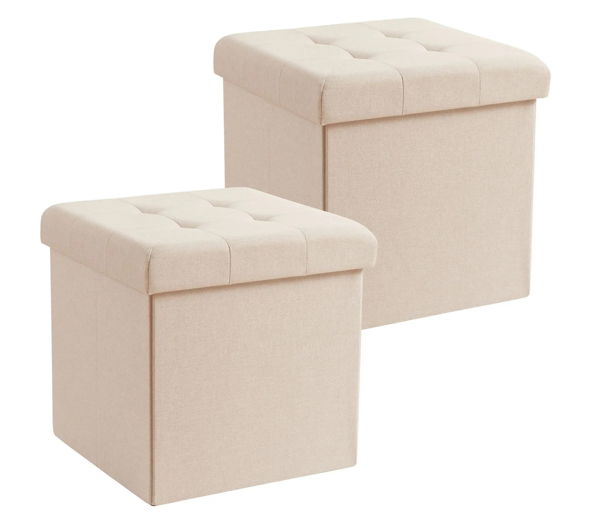 Ornavo Home 2-Pack Linen Square Storage Ottoman Ornavo Home 2-Pack Linen Square Storage Ottoman