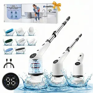 【Mother's Day gift】Electric Spin Scrubber Cordless Shower Scrubber with lPX7Waterproof  Brush Multi-Surface UseLong Battery Life 3 Adjustable Speed Extendable Handle 9Replaceable Brush Heads Multi-Purpose Cleaning Kit forBathroom Kitchen Utensils