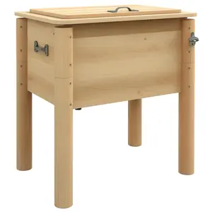 Outsunny Wooden Patio Cooler, 54Qt. Outdoor Beverage Cooler with Bottle Opener and 3 Handles for Backyard, Deck, Poolside Party, Natural