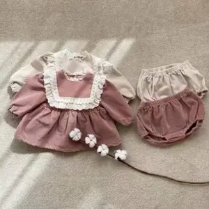 Aesthetic Ruffle Outfit Set – Soft Velvet Long Sleeve Top with Lace Detail & Bloomers, Cute Minimal Style