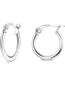 Hoop Earrings Small Hoop Earrings for Women Girls Sterling Silver Hoop Earrings Small Hypoallergenic Earrings Sleeping Hoop Earrings Diameter 14/16/18 mm Hoop Jewelry