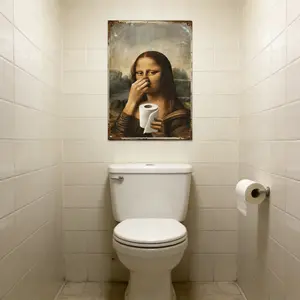 FRANALA Fun Bathroom Metal Sign Funny Vintage Toilet Wall Decor Nose Pinching Stink Humor Inspired Rustic Metal Plaque