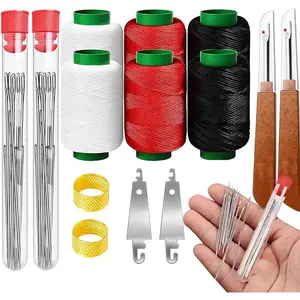 74 count Sewig Tool Set, Big Eye Stel Sewing  Kit, Thrader and Neele Repir Kit Stailess Steel Neles for Hand Sewing with Thead Riper  Thaders Thrads and Thibles Sewin Tool Set