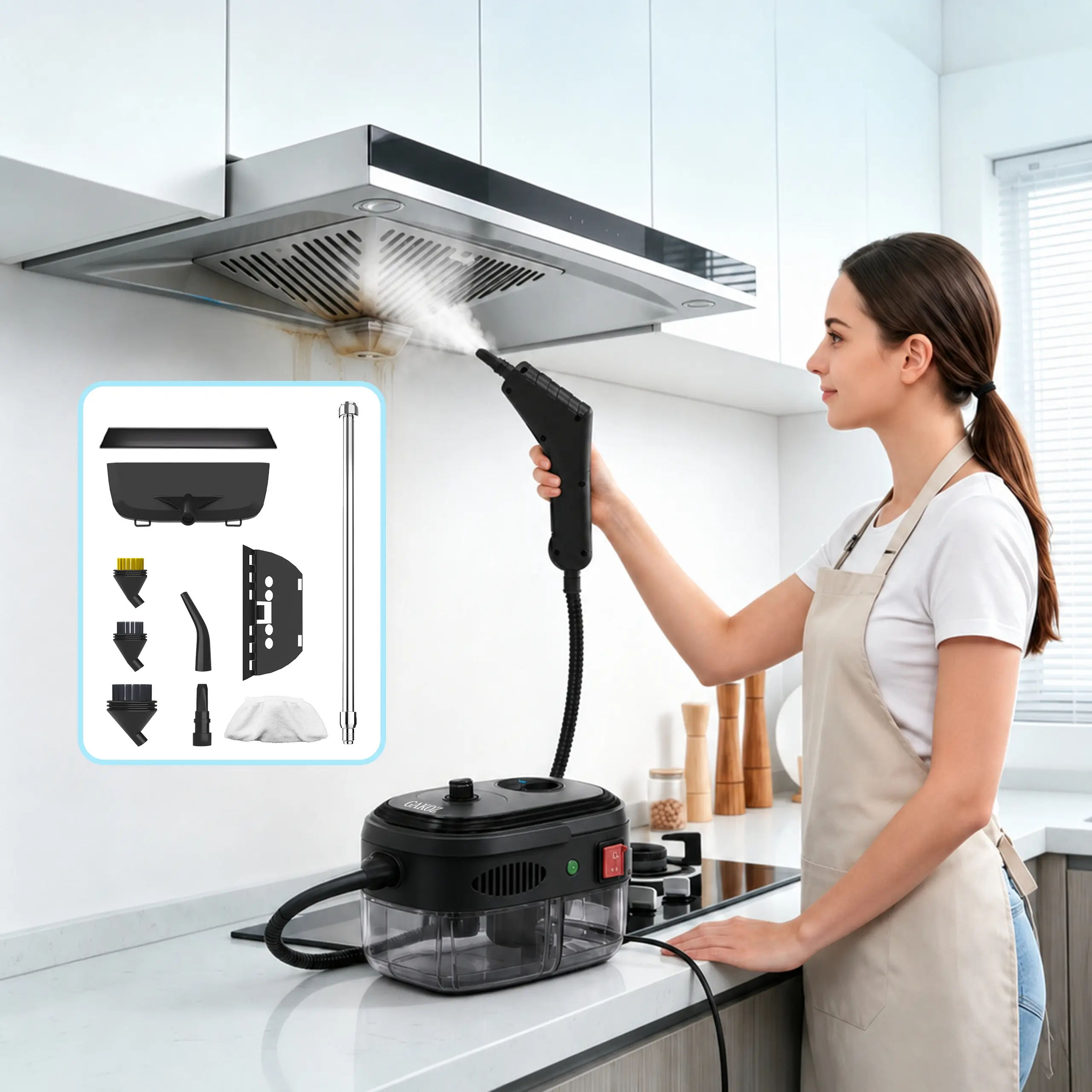 Handheld Steam Cleaner With 6 Adjustable Steam Levels, 230°F High Temperature Steam, 3 Bar High Pressure, 30s Heat-Up Portable Steamer, 9pcs Accessories, Multi-Surface Deep Cleaning Steamer, High Pressure Steam Cleaner For Home, Grout, Car, Floor