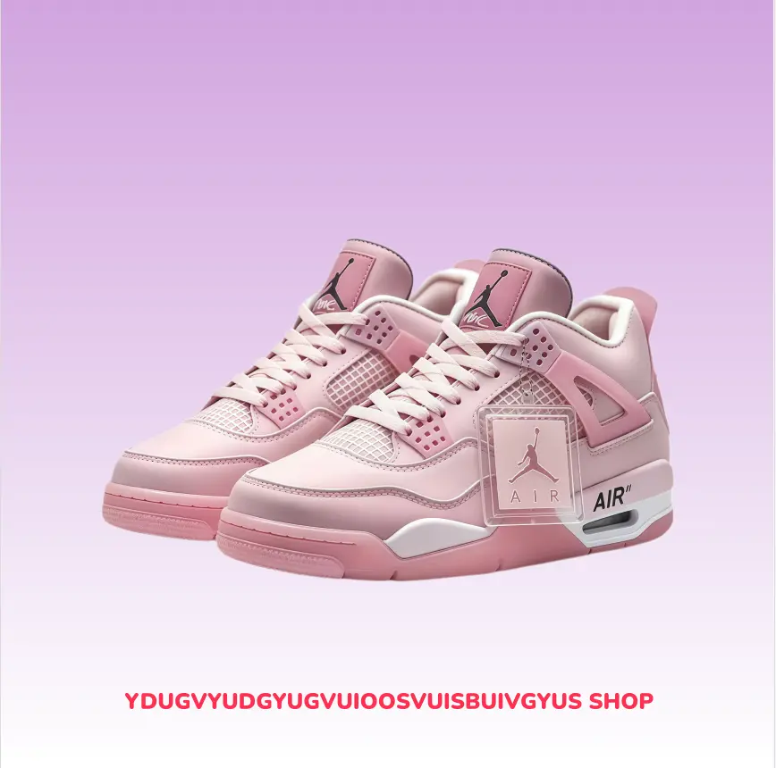Women's Pastel Pink High-Top Basketball Sneakers - Hollow Mesh Panel, Smooth Polished Leather, Shock-Absorbing & Scratch-Proof Bottom, With Original Shoe Box - Collectible Sports Footwear For Casual Daily Wear