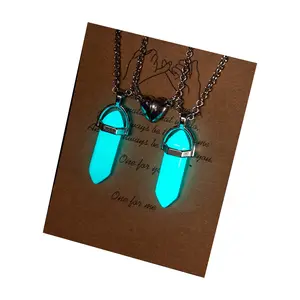 2Pcs/set Bullet Shape Necklace Hexagonal Pendant Magnet Necklace