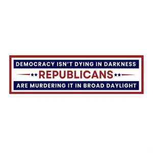 Democracy Bumper Sticker, Anti Republican Bumper Sticker, Anti Trump Bumper Sticker