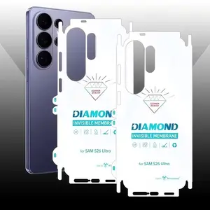 2pcs Samsung Galaxy S26 Ultra Back Film, Full Edge Diamond Water Gel Screen Protector, Soft Back Cover, Supports Fingerprint Unlock