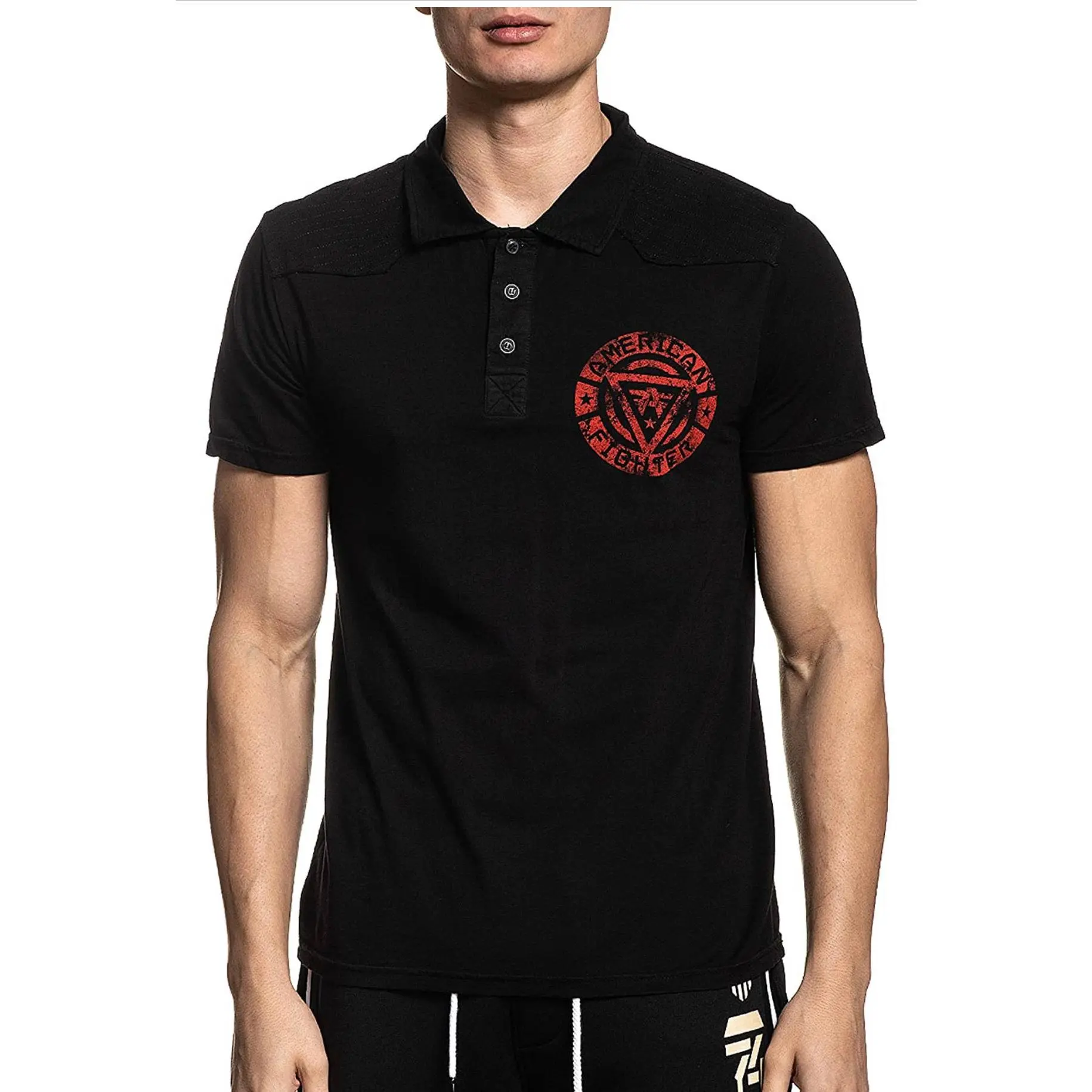 American Fighter Men's Northbridge Short-Sleeve 100% Cotton Polo Shirt - Casual, Distressed Logo Graphic