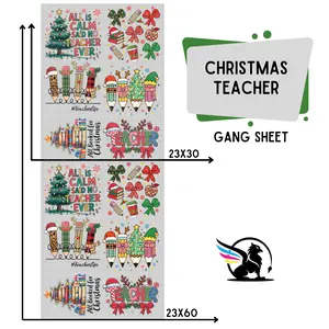 Christmas Teacher | Premade DTF Transfer Gang Sheet For Graphic Tees