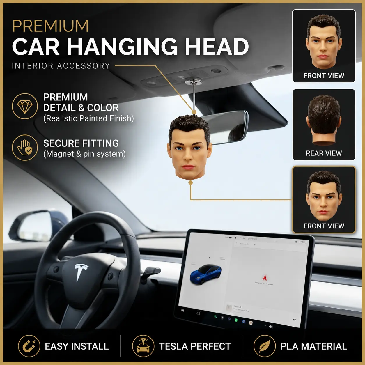 Dashboard Hanging Ornament – Driver Head Sculpture, Interior Accessories For Car, Car Interior Decorative, Vehicle Decoration