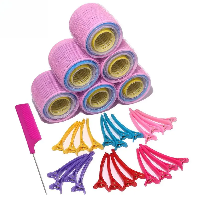 Self-adhesive Hair Curlers Set, No Heat Magic Velcro Curling Tools, Air Bangs Styling for Travel, Portable Lightweight Heatless Hair Accessories, Overnight Heatless Curlers, Hair Rollers