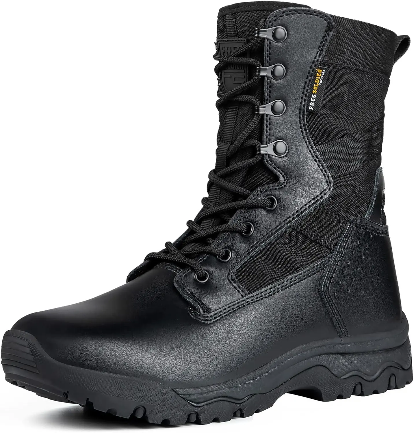 FREE SOLDIER Men’s Tactical Boots 8 Inches Lightweight Combat Boots Durable Suede Leather Military Work Boots Desert Boots　 Footwear Boy Walking Shoes Thin Black Closed Bota