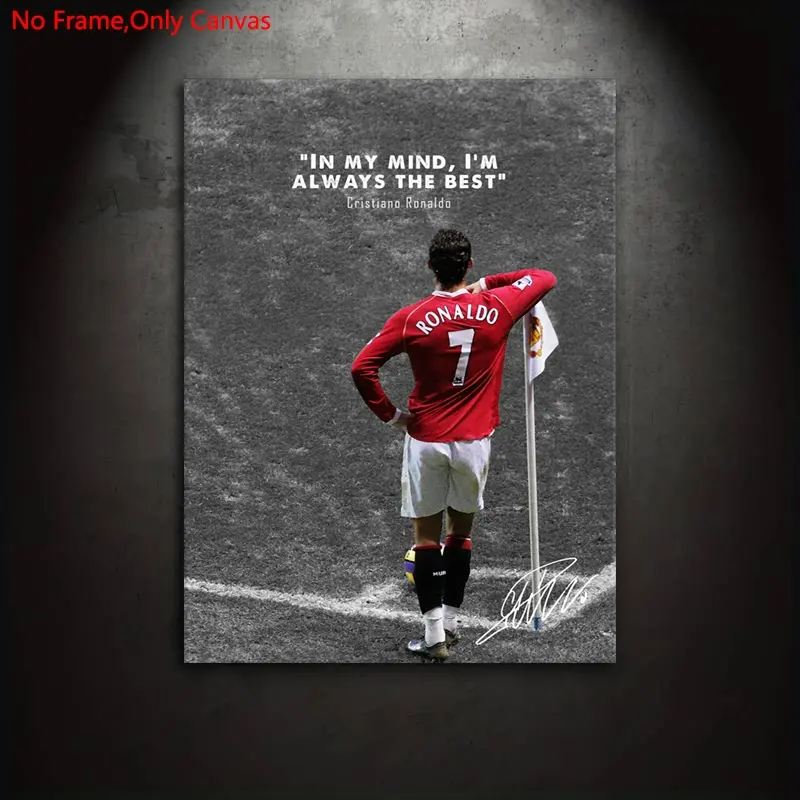 1 piece/set of frameless canvas painting print posters, Unframed wall art, Decoration, Art Work For Wall Decor, realistic motivational art, inspirational football celebrity quotes, perfect gift for sports lovers, ideal gift for bedroom, living room