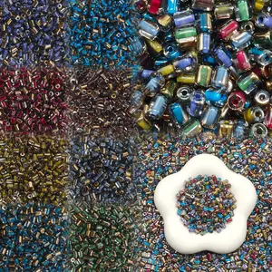 [NEW] Gilded Rainbow Color-Lined Half Gilded Tube Glass Beads | DIY Jewelry & Embroidery Supplies