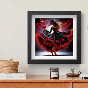 Craft this stunning bling canvas—vibrant red/black rose dress art + diamond kit included! Shiny crystals, easy to stick. Turns into a glamorous wall decor. Fun DIY craft & perfect gift for art/decor lovers!
