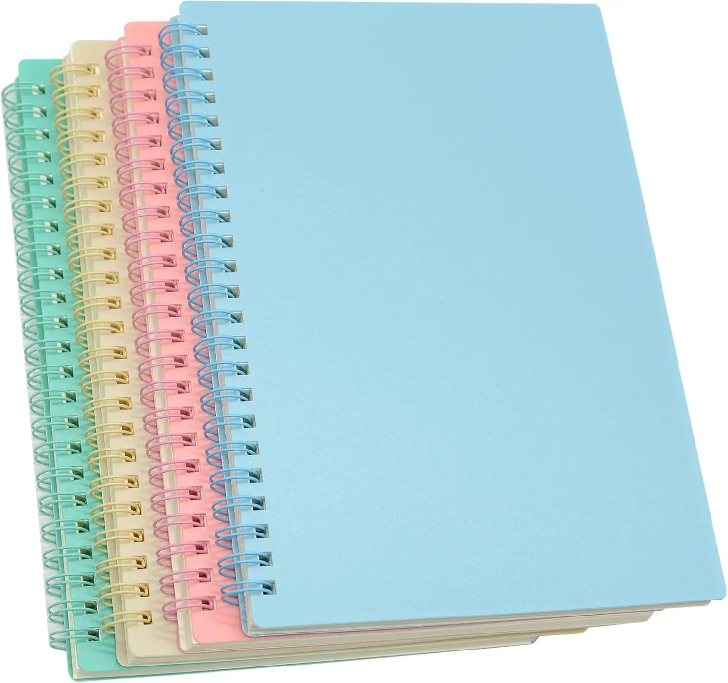 Spiral Notebook, 4 count 8.3 Inch x 5.9 Inch A5 Thick Plastic Hardcover 7mm College Ruled 4 Color 80 Sheets -160 Pages Journals for Study and Notes (4)