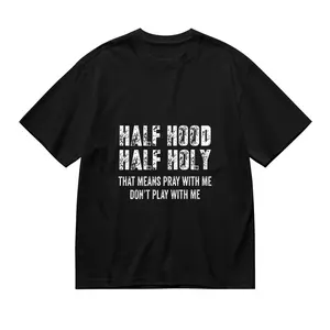 "Half Grounded, Half Grace" Inspirational Streetwear Quote T-Shirt, Urban Faith-Based Cotton Tee, Casual Bold Statement Top for Men Women