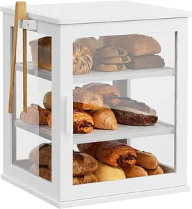 Bread Box for Kitchen Countertop, Large 3 Layers Bread Storage Container for Homemade Bread with Window, Farmhouse Breadbox Organizer for Kitchen, Cabinet, Pantry (White, )
