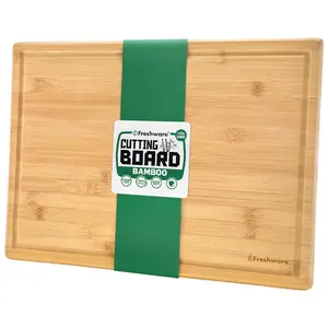 Freshware 24 Inch 3XL Bamboo Cutting Boards for Kitchen, Stove Top Butcher Block, Extra Large Wooden Carving Board for Meat, Veggies, Charcuterie Board with Deep Juice Grooves (3XL, 24x18")