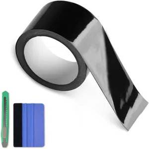 Gloss Black Wrap, Vinyl Film Tapes Kit For Window Trim, Door With Tools (2in x 30feet)