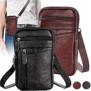 Dazone Leather Cell Phone Shoulder Holster, Crossbody Shoulder Holsters Bag For smartphones below 6.9 inches