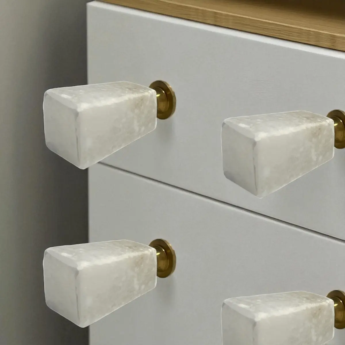360 stand Modern White Stone Square-Shape Cylindrical Drawer Pull Knobs - Set of 6, Cabinet Pulls & Drawer Handles, Door Hardware for Tools & Hardware Applications, Decorative Handle Doorknobs, Square-Cylinder