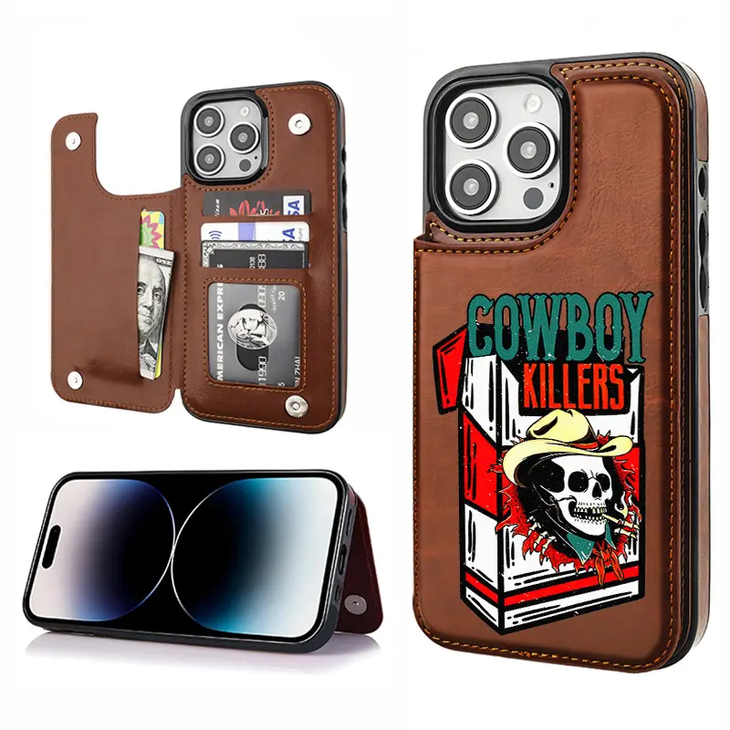 Cowboy Retro Coors Beer Lover Western-Style PU Leather Phone Case - Durable, Protective Accessories for iPhone 16 Plus, 15-12 Pro Max, Samsung Galaxy S25-S22 Ultra - Customized, Shockproof, Anti-Drop, Stylish Gift Card Holder Wallet (Brown, Black, Pink)