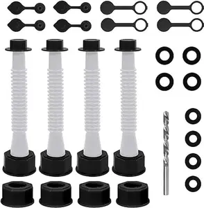 33 Pcs Gas Can Nozzle Replacement,Gas Can Spouts Fits 5 Gallon Gasoline Cans, with Flexible Nozzles, Screw Collar Caps, Thicker Gasket, Spout Cap, Drill Bit and Fuel Vent Caps - for Smooth Flow(White)