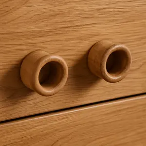 HomeRoots 476585 Brown Wood Round Open Circle Drawer Pull Knobs - Set of 2