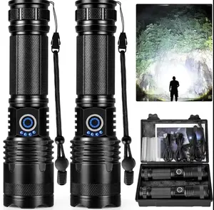 High Lumen Rechargeable LED Flashlight with Five Lighting Modes. 6000 lumens light. Powerful Handheld Emergency Flashlight, Suitable for Home, Camping and Daily Emergencies. 196 Light Adjustable Torch.