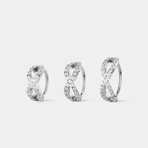 Oufer 20G Double Row Crisscross CZ Nose Ring 316L Stainless Steel