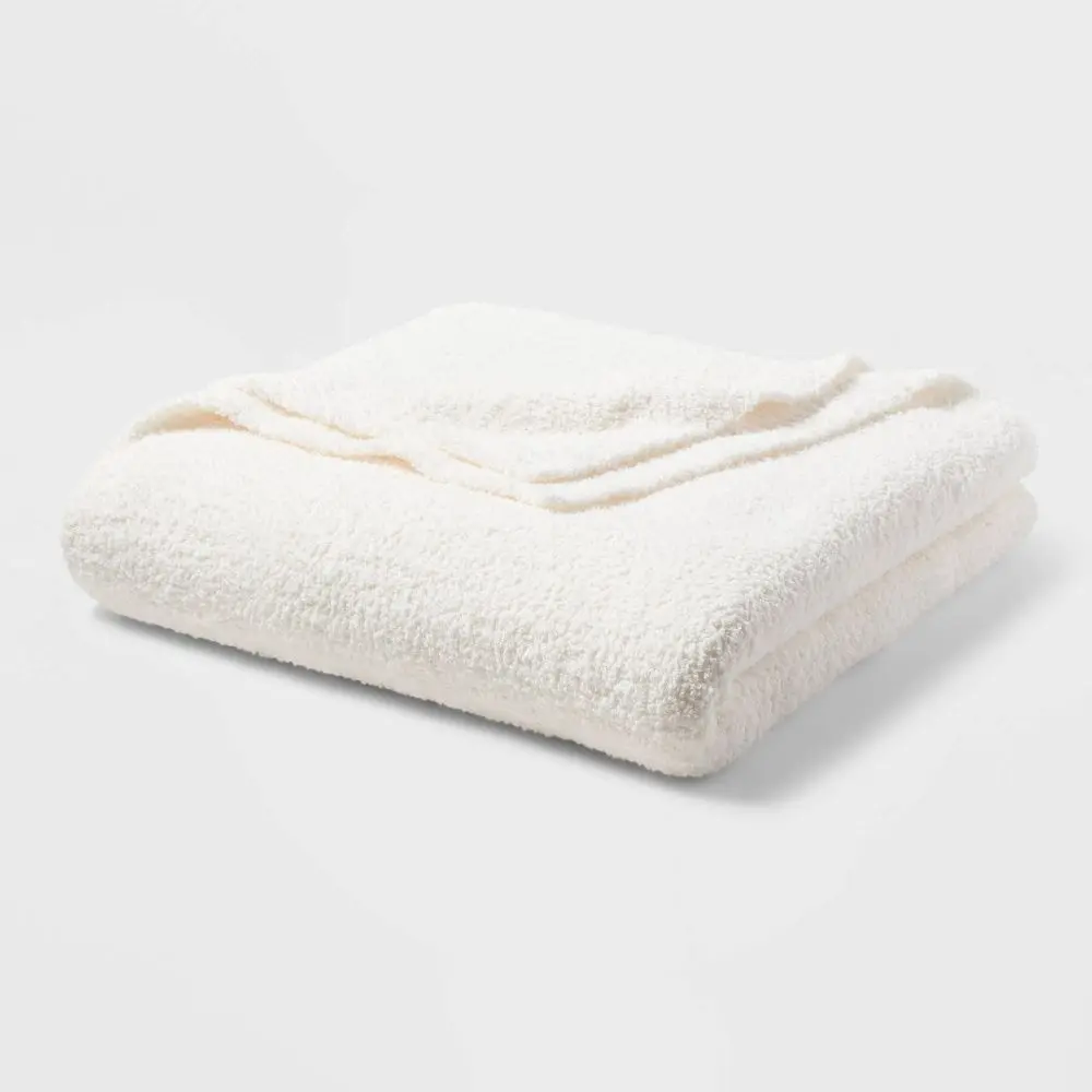 Threshold Soft Knitted Throw Blanket - Chenille, Oversized 92x90in Midweight, Cozy Fluffy Warm Aesthetic Home Decor for Bed, Machine-Wash Easy