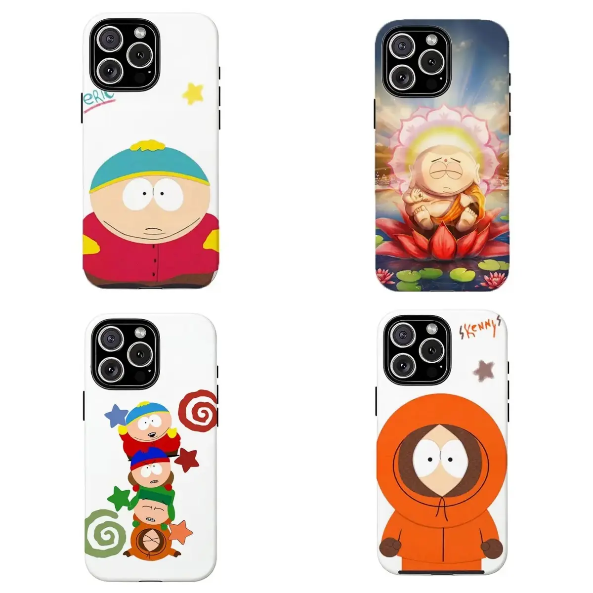 South Park Buddha Cartman Parody Durable Protective Shockproof Cellphone Case - Custom Casing Cover with Lotus Flower Spiritual Design, Smartphone Device Accessory for iPhone 11-17 for Samsung S21-S25, Gift for Childhood Friends