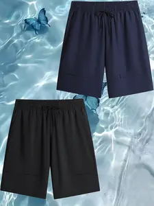 Men’s Ice Silk Quick-Dry Two-Piece Cargo Shorts Set for Summer  Loose Fit Straight-Leg Athletic Knee-Length Shorts