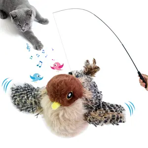 Flying Bird Cat Toy with Realistic Bird Sounds—a rechargeable, touch-activated interactive toy for kittens. This hanging cat toy is an interactive exercise toy suitable for cats of all breeds