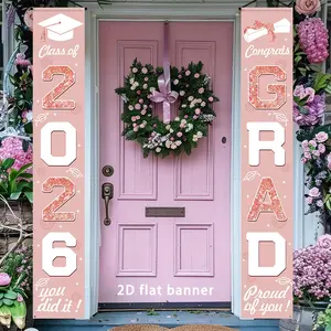 Congratulations Graduation Banner Set, Hanging Decoration for Porch, Perfect Outdoor & Indoor Decor, Ideal for Front Porch, Yard, Garage, Grad Party Decorations