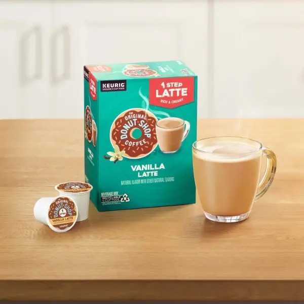 The Original Donut Shop Vanilla One-Step Latte, Single Serve Coffee K-Cup Pod, Flavored Coffee, 20 Count