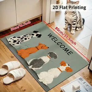 Cute Dogs Welcome Mat for Front Door Funny Pet Lover Doormat Printed Polyester Entryway Rug 16x24 20x32 24x36 in mat anti slip floor mat silky rug