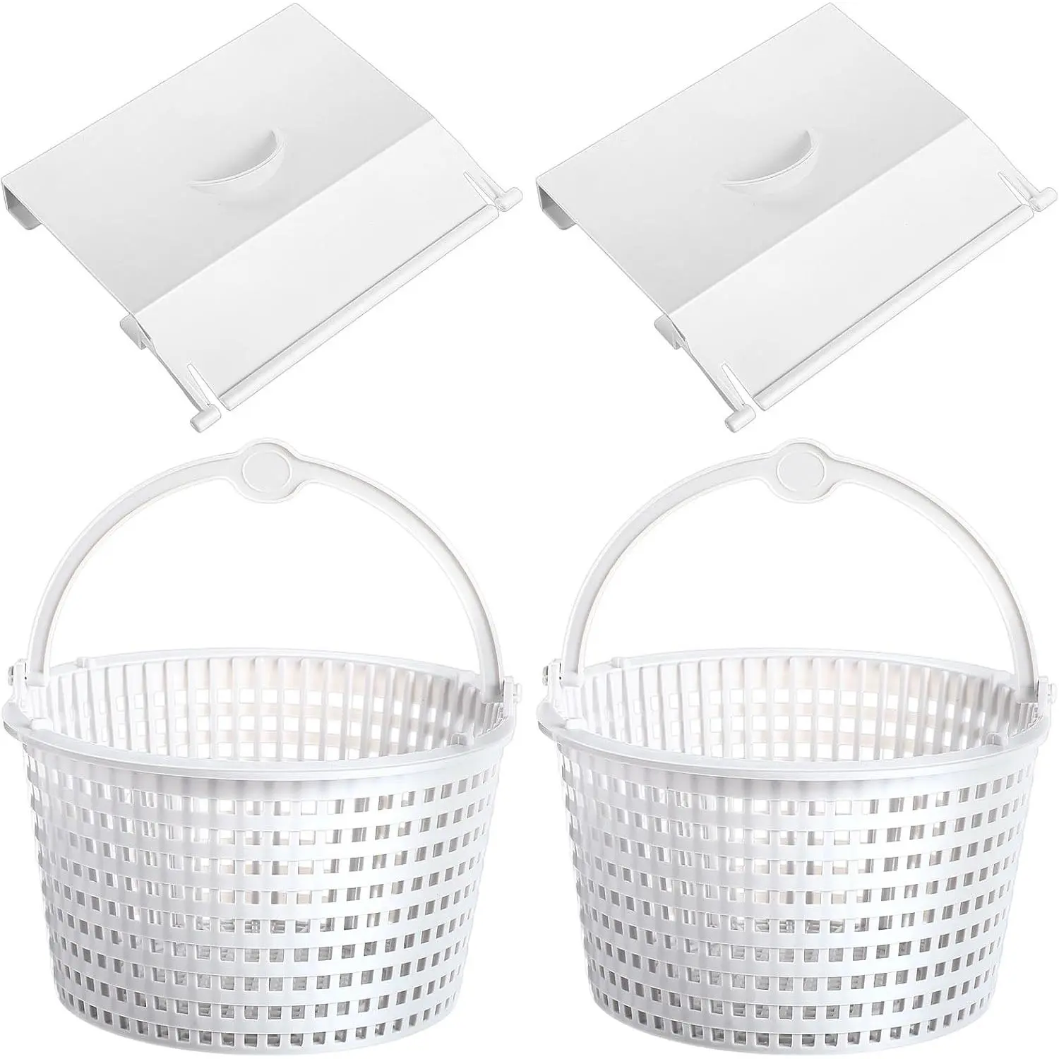 4 count SPX1091C Pool Skimmer Basket & SPX1091K1 Pool Skimmer Weir Door Compatible with Hayward Automatic SP1091LX SP1091WM Models, Above Ground Inground Swimming Replacement Accessories