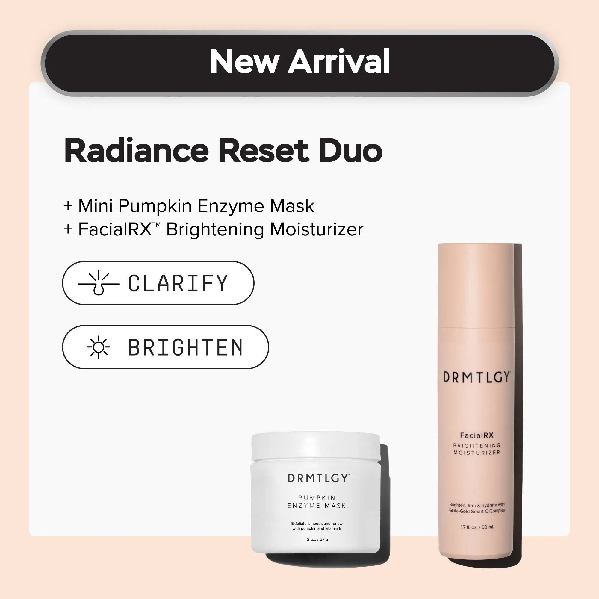 Radiance Reset Duo: Includes Pumpkin Enzyme Mask + FacialRX Brightening Moisturizer. Minimize Pores, Brightens, Firms, and Hydrates Skin