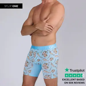 Step One Men's Boxer Brief - Libra, Anti-Chafe, Breathable Bamboo Fabric, UltraGlyde Panels, Hidden Elastic Pouch, Premium Underwear, Athletic Daily wear