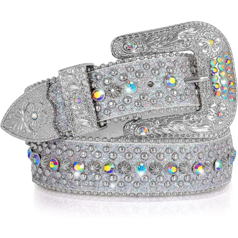 Men Women Rhinestone Belt Western Cowboy Cowgirl Shine Crystal Diamond Studded Luxury Strap Belts Buckles bb belt